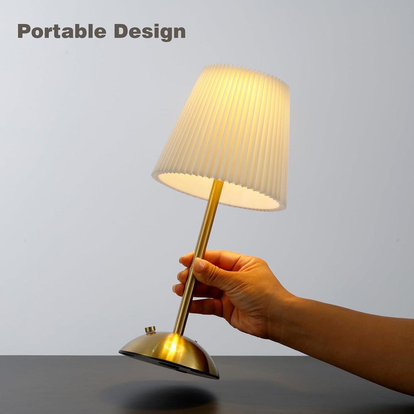 2-Pack Cordless Rechargeable Table Lamp 3-Color Dimmable Touch Control, 3000mAh Battery Operated Portable Light Beige Fabric Shade for Bedroom, Living Room, Office, Nursery, Bathroom