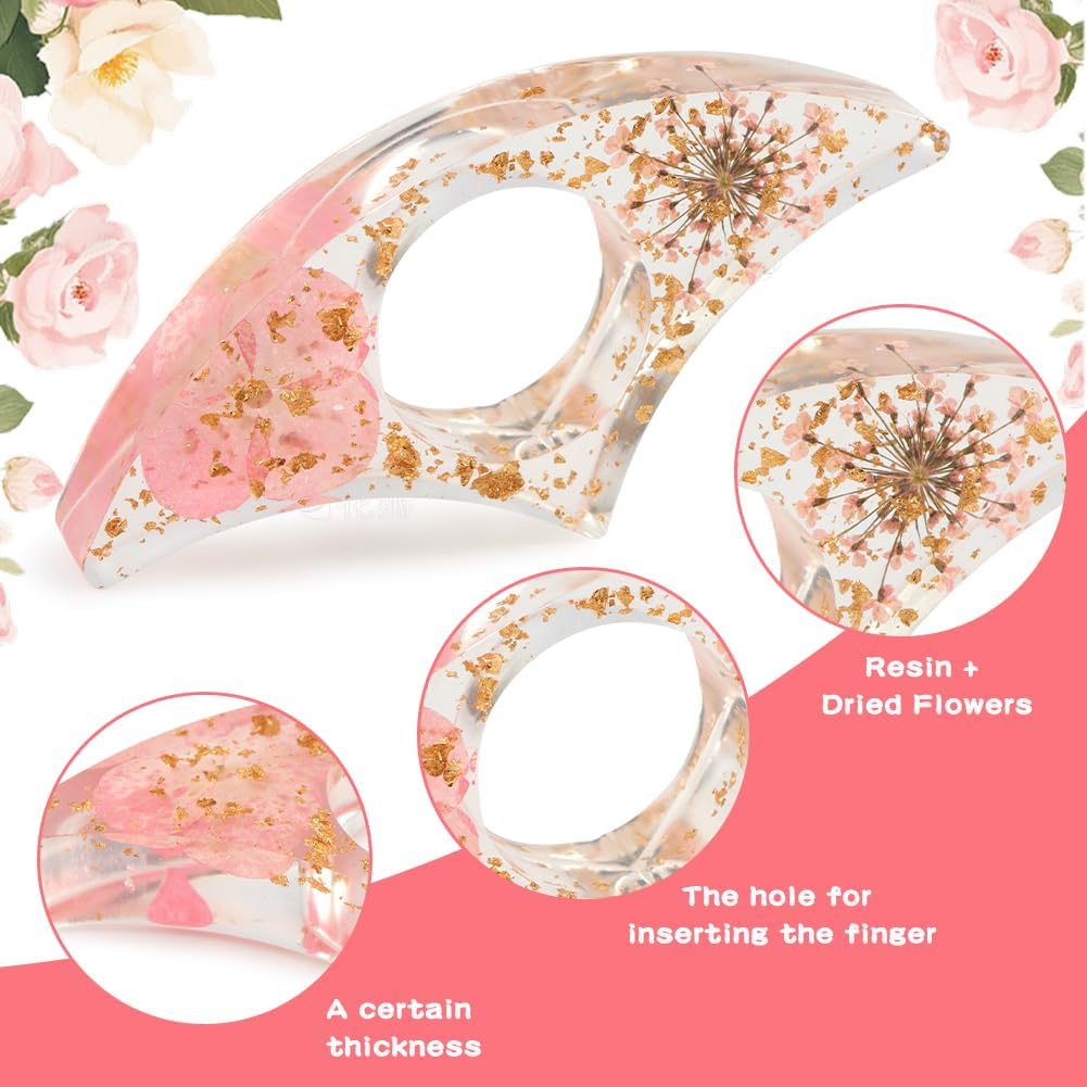 4Pcs Thumb Book Page Holder, Resin Book Finger Page Holder, Finger Ring Opener Bookmark for Easy Readin, Boo-k Accessories for Teachers Students Reading Lovers(Color:4 Color)