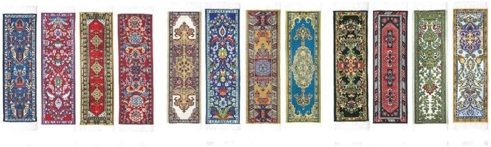Oriental Carpet Woven Fabric Bookmark - 12 Bookmark Design Collection - Beautiful, Elegant, Cloth Bookmarks! & Stocking Stuffers for Men, Women, Teachers & Librarians!