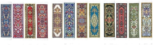 Oriental Carpet Woven Fabric Bookmark - 12 Bookmark Design Collection - Beautiful, Elegant, Cloth Bookmarks! & Stocking Stuffers for Men, Women, Teachers & Librarians!