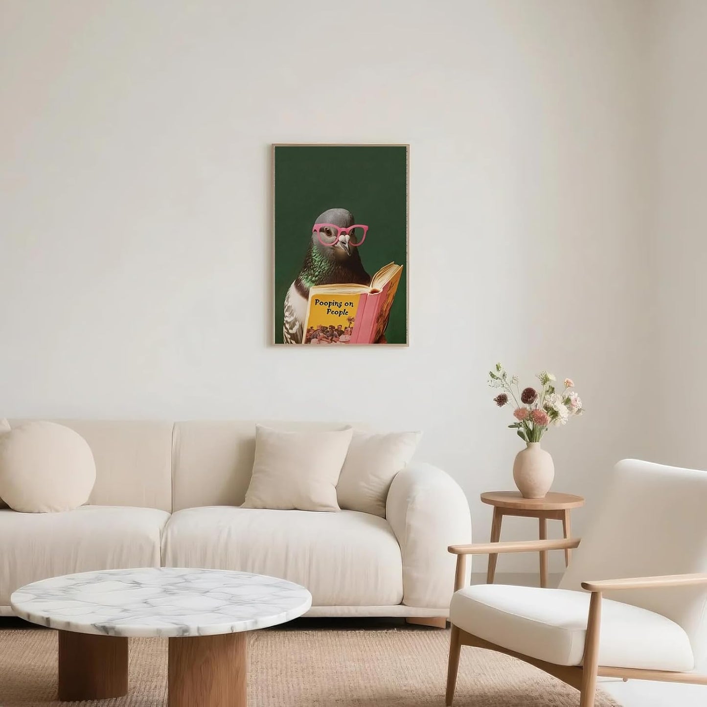Funny Wall Art Animal Wall Art Bathroom Painting Prints Fun Bath Poster Funny Pigeon Reading Book 16x24inch Unframed Decor for Bathroom Toilet Living Room Bedroom Office