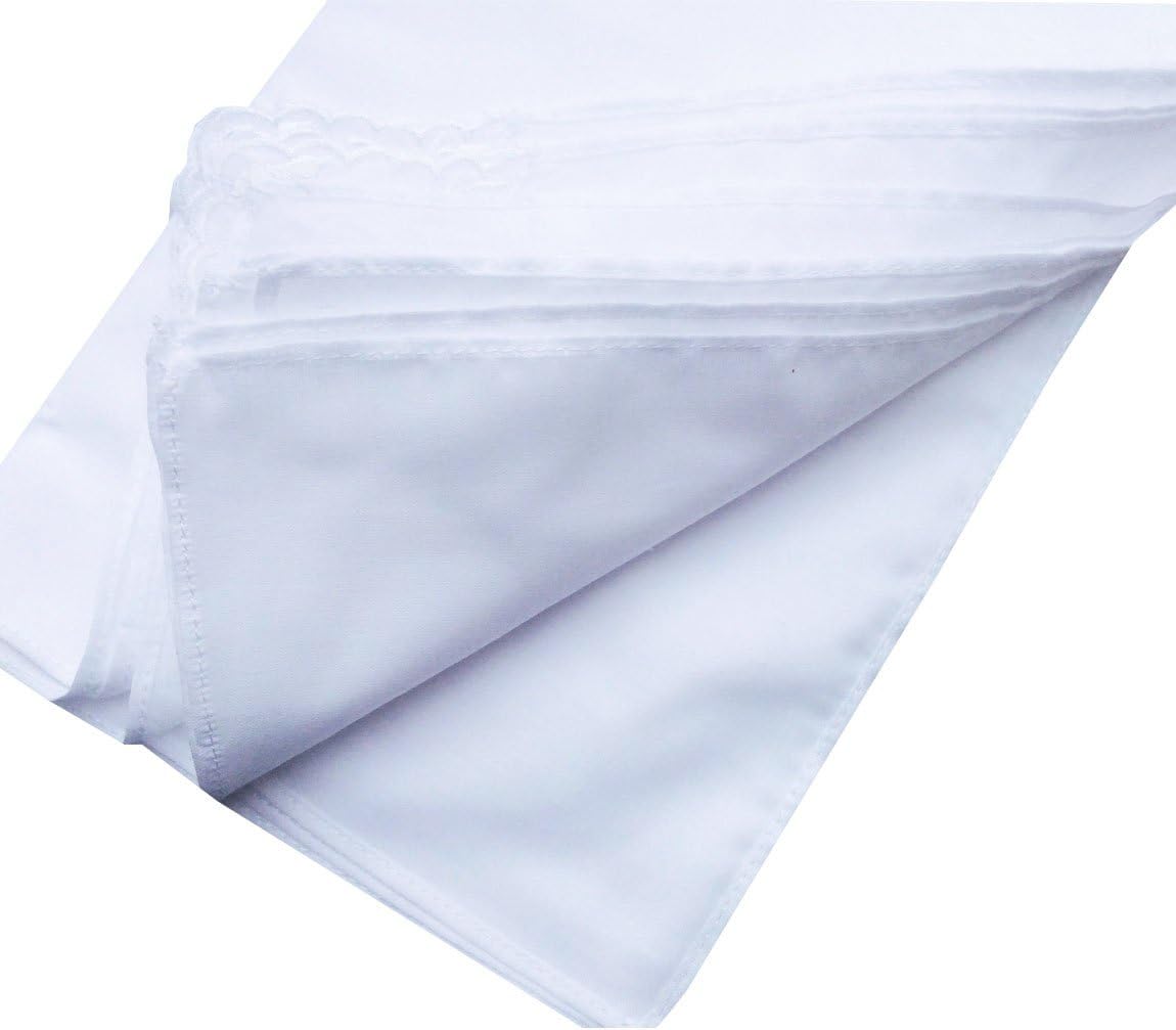 MileyMarla Ladies Embroidery Cotton White Handkerchiefs Lace Wedding Hankies
