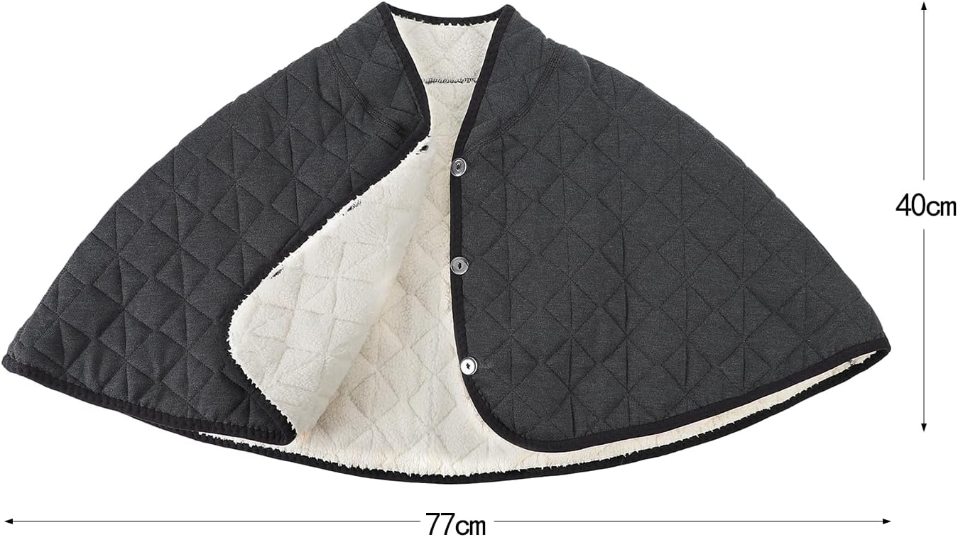 Women Warm Shoulder Cape Winter Thick Fleece Shoulder Wrap Shawl Thermal Neck Back Warmer Windproof Plush Pad