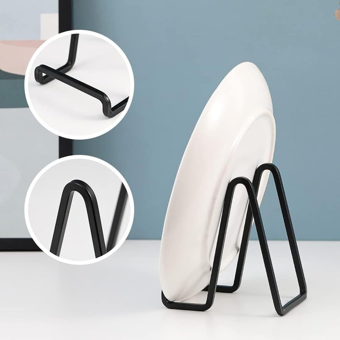6 Inch Display Easel Stand - Small Metal Holder for Plates Artwork Frames | Tabletop Iron Rack for Books Photos Tiles Decorative Pieces Shelf Counter Home Office Display 57.09x2.95x4.53 in