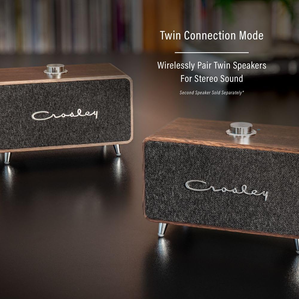 Crosley CR3049A-WA Stanza Portable Rechargeable Bluetooth Speaker, Walnut