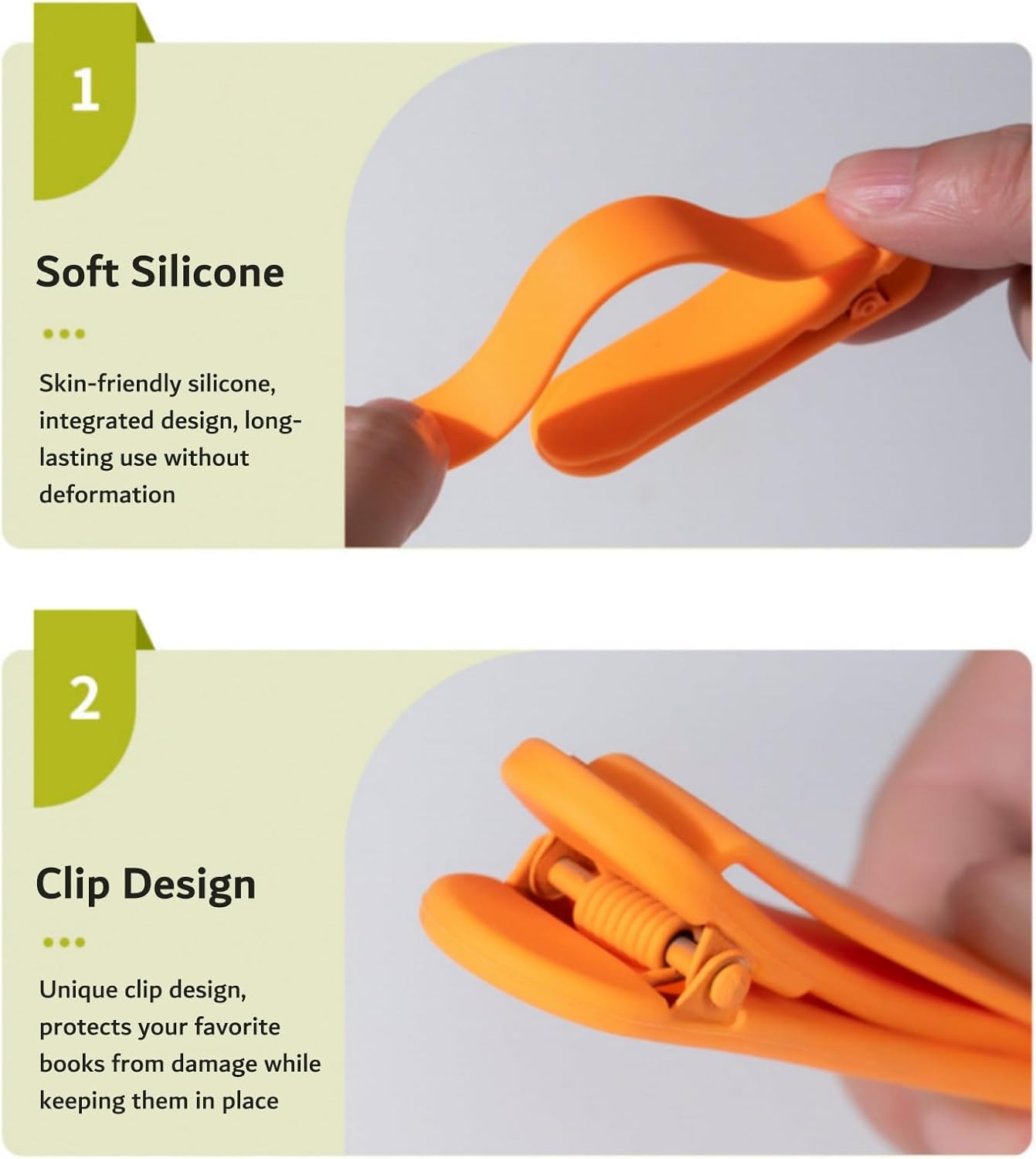 3pcs Silicone Automatic Bookmarks, Book Lovers Gifts for Reading Women, Men, Kids, Readers, Unique Cute Book Page Holder Accessories, Stay in Place and Follow as You Read