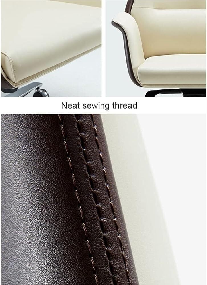High Elastic Leather Seat Adjustable Height Commercial Grade Office Chair Ergonomic Executive Desk Chair with with 360° Swivel Comfortable Computer Desk Chair for Home Office Workspace Reading Room(Wh