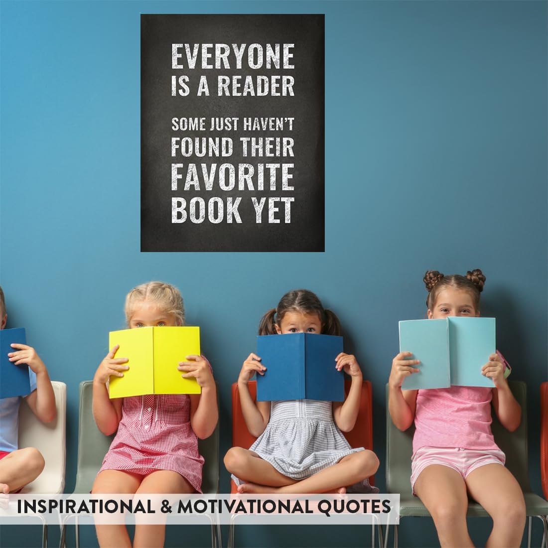 Andaz Press Library Wall Art, Everyone is a reader. Some just haven't found their favorite book yet, 8.5x11-inch Reading Quotes Office Home Classroom Library Poster 1-Pack, UNFRAMED Library Sign