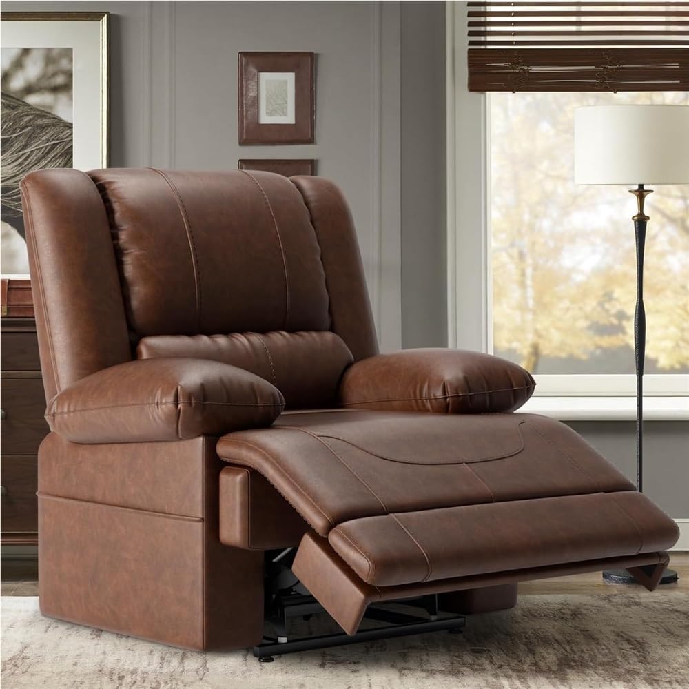 Power Lift Recliner Chair for Elderly Dual Motor Electric Recliner with Infinite Position Massage Heat USB Ports and Remote Control Comfortable Breathable Leather Lift Chair