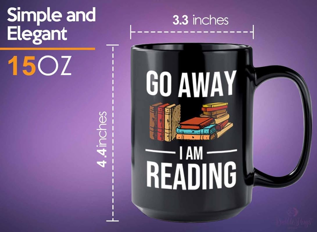 Reading Bookworm Coffee Mug 15oz Black - Go Away I am Reading - Reading Reader Book Worm I Know Things Book Addict Book Lover Bookish Novelist Librarian Writer