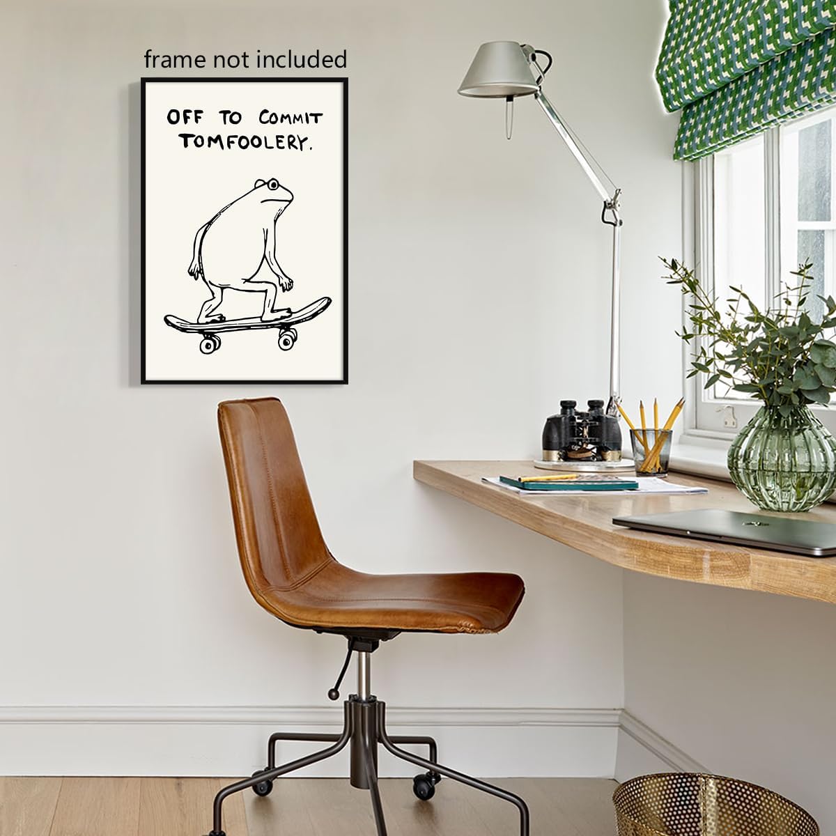 Xianyojafa Frog Poster, Quote Off To Commit Tomfoolery Canvas Wall Art, Cool Skateboard Frog Print, Funny Animal Posters for Room Aesthetic 16x24in Unframed