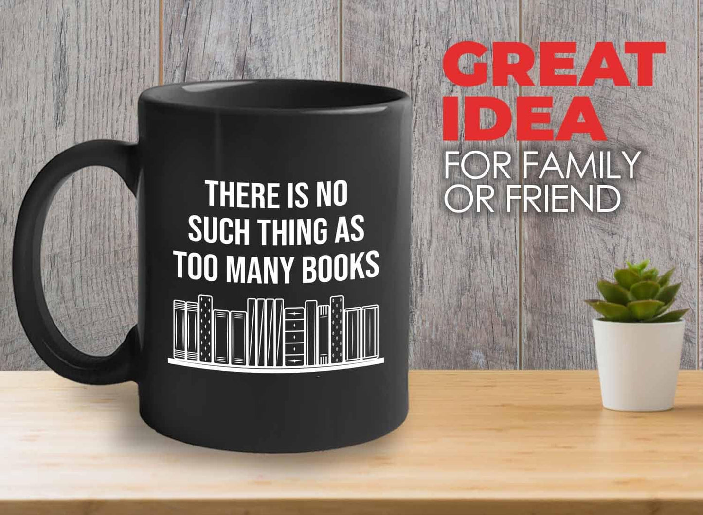 Bubble Hugs Writer Coffee Mug 11oz Black - there is no such thing as too many books - Reading Book Lover for Bookworm Bibliophile Librarians Author Readers Bookish
