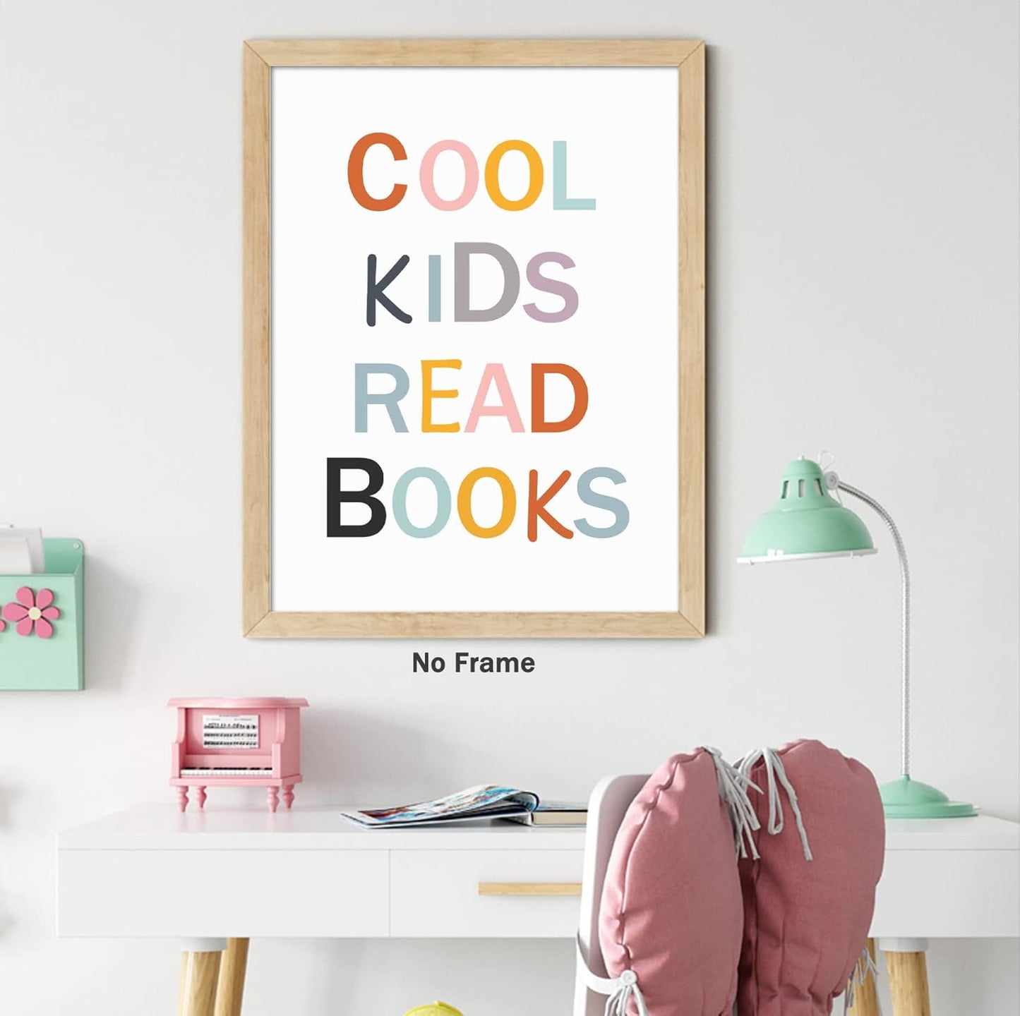 BACJUOPLDArt Cool Kids Read Books Poster, 12"x16" Frameless Art Print, Reading Room Decor, Motivational Wall Art for Classroom, Kids Room