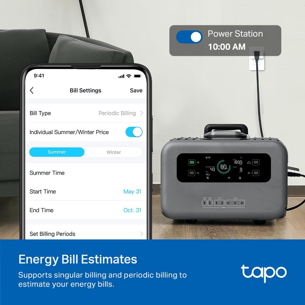 TP-Link 𝗧𝗮𝗽𝗼 Smart Plug Wi-Fi Mini, Energy Monitoring, Compatible with Alexa & Google Home & Samsung SmartThings, Timer, 15A/1800W Max, ETL Certified, 2.4G Wi-Fi Only, Tapo P115(2-Pack)
