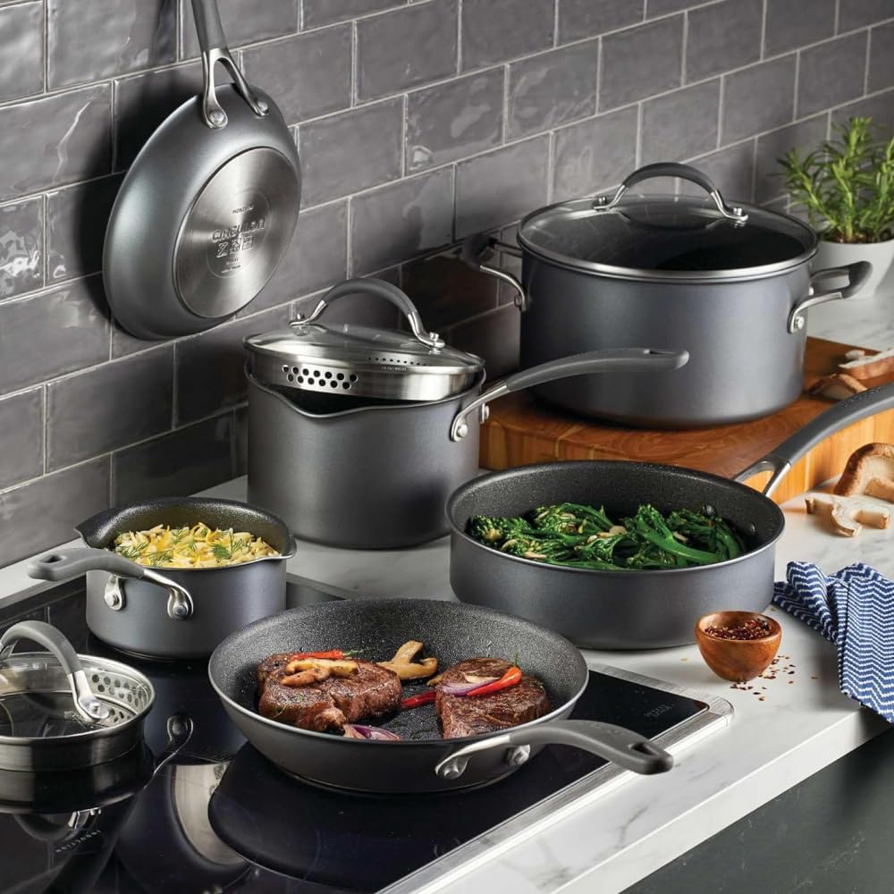 Circulon A1 Series with ScratchDefense Technology Nonstick Induction Cookware/Pots and Pans Set, 9 Piece, Graphite