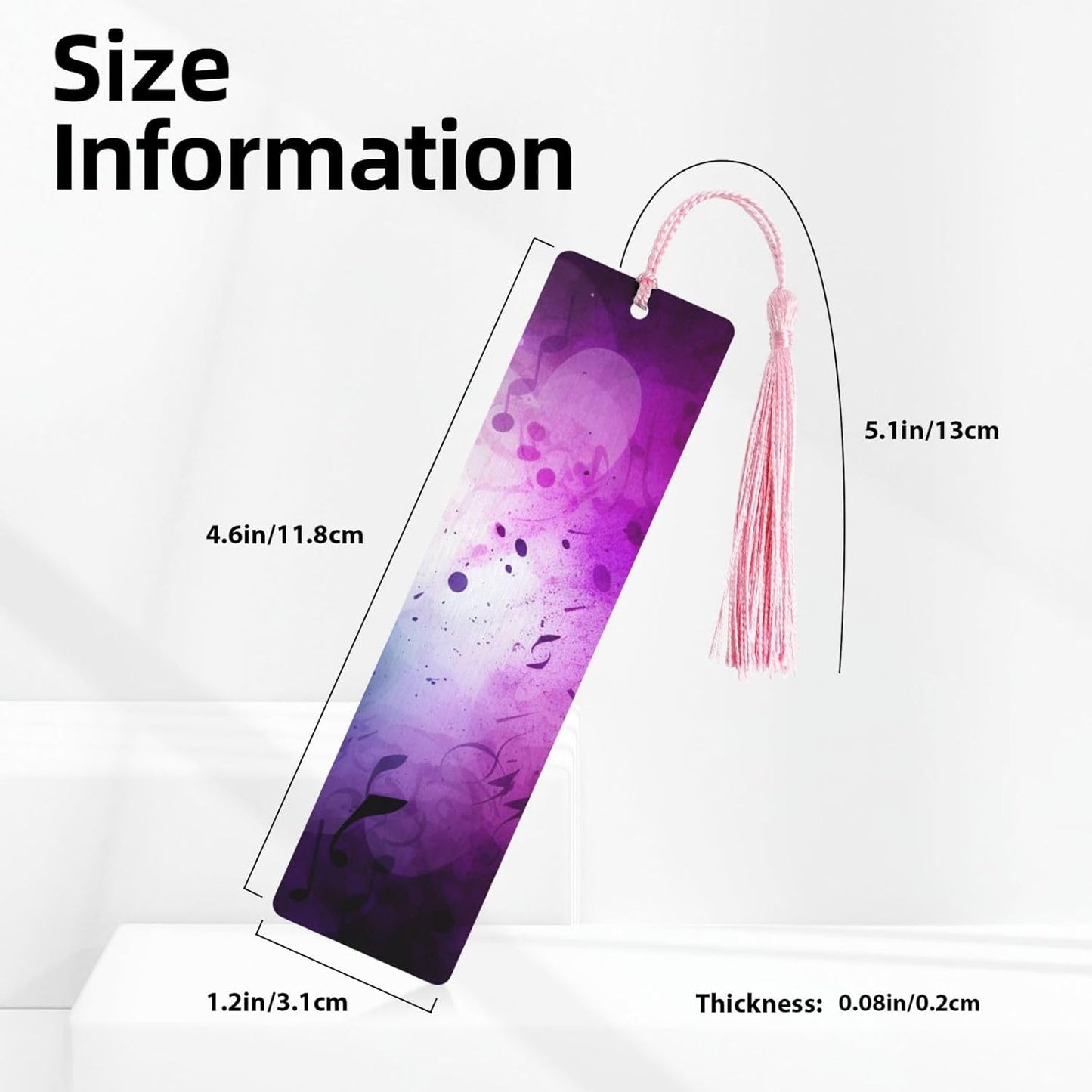 Purple Gradient Background Bookmarks Gifts for Women Men, Wooden Bookmarks for Book Lovers, Vintage Book Marks Ornaments with Tassel, Unique Personalized Reading Page Markers Pink