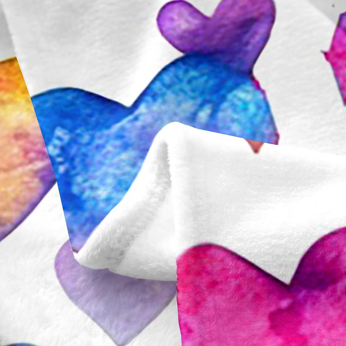 Feelyou Love Heart Fleece Flannel Fuzzy Blanket, Rainbow Heart Pattern, Plush Throw Blanket, 50"x60", All Season, Bed Blanket for Kids, Microfiber Room Decor Throw