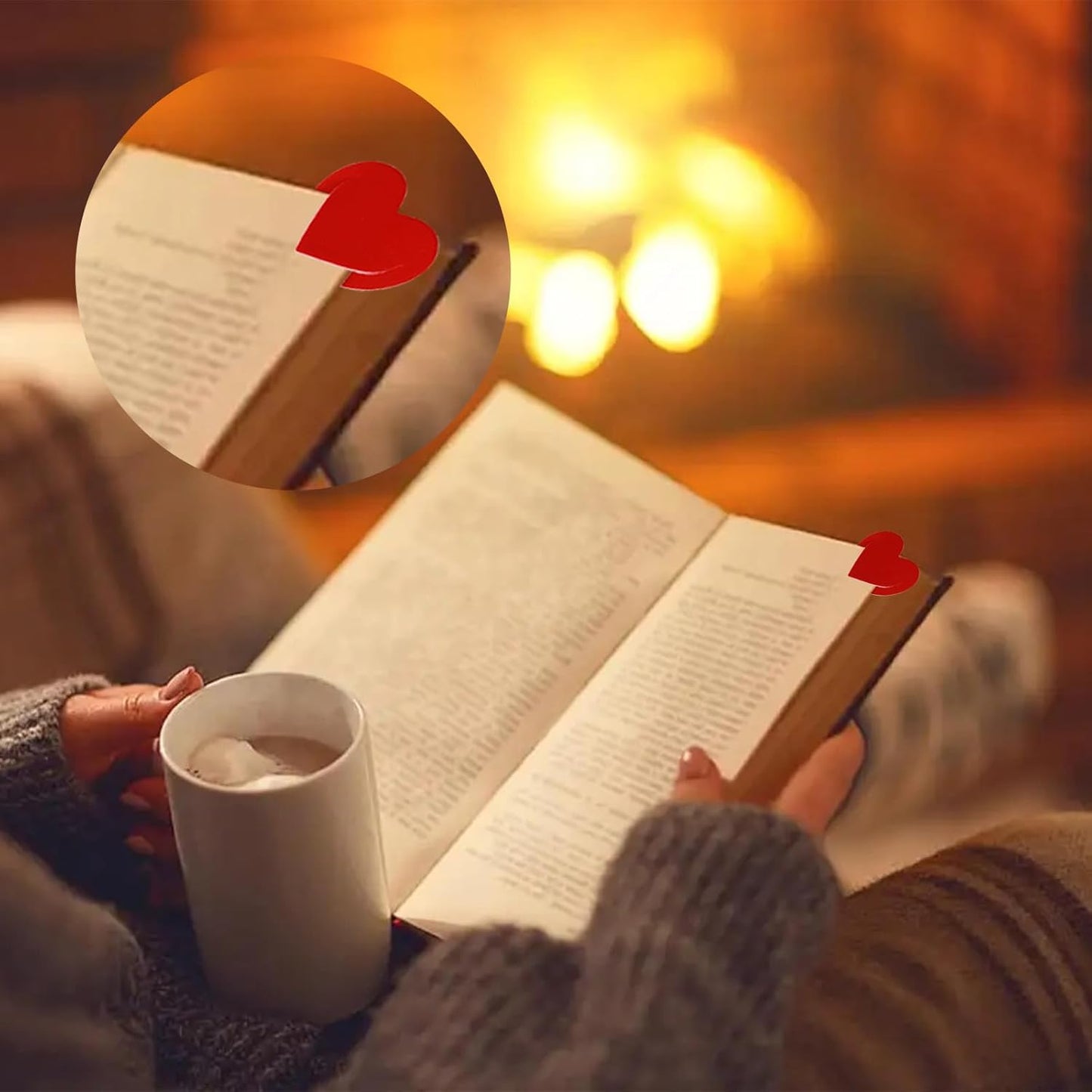 6 Pieces Leather Heart Bookmarks, Cute Corner Bookmark, Book Page Marker Clip Reading Gifts for Women Teachers Students, Book Lovers Accessories for School Office Home Supplies