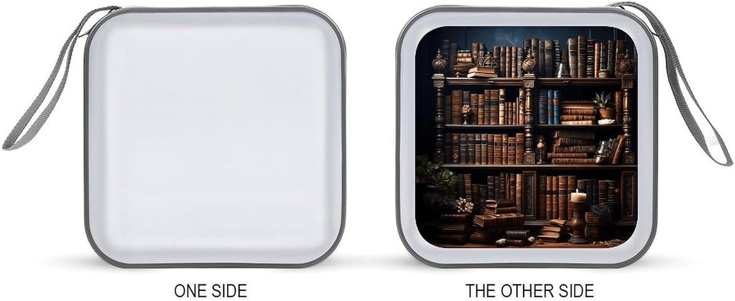 Books on The Bookshelf CD Case Portable Zipper CD Cases Holder Hard Plastic DVD Disc Cases Storage Binder Large Storage Disc Wallet Bag Heavy Duty Booklet Album 40 Capacity