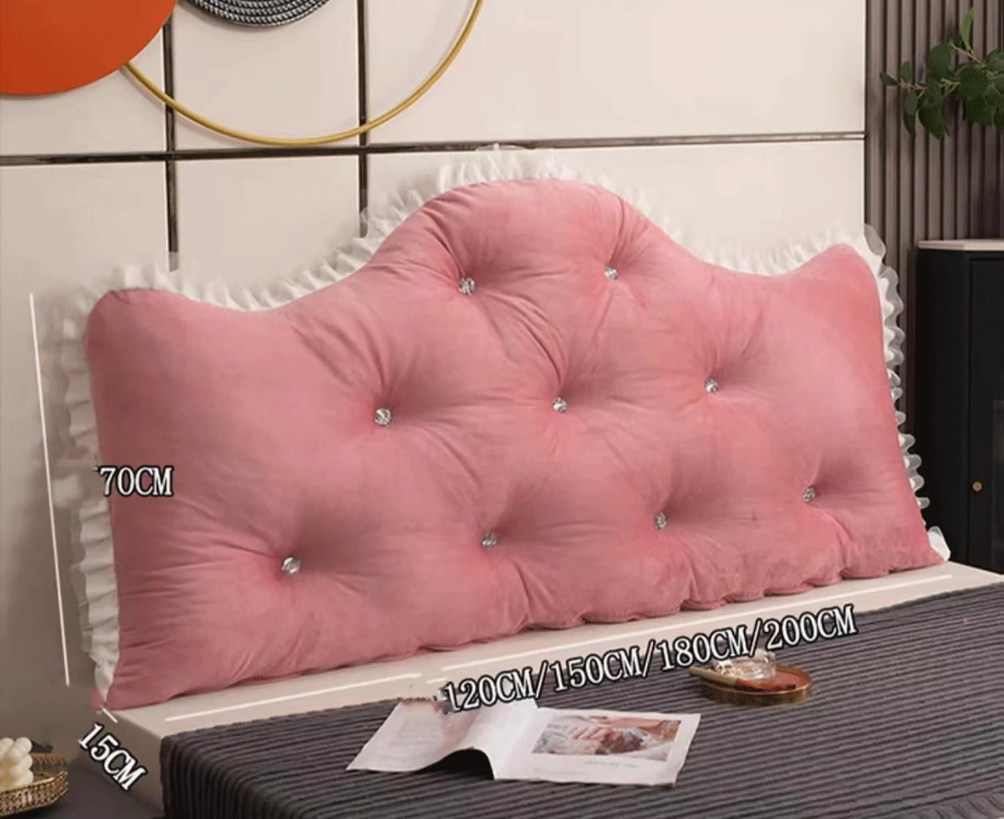 Solid Color Reading Pillows Large Backrest Bed Back Cushion Wedge Lumbar Support Rest Pillow,Headboard Pillow Bed Backrest Bolster(Size:47"/120cm,Color:A)