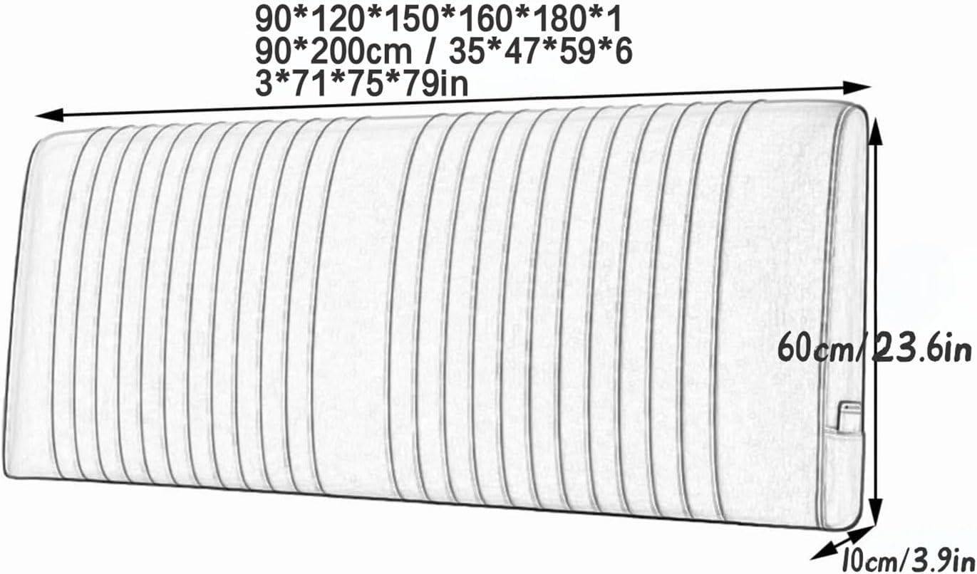 Solid Color Large Bed Backrest Cushion for Headboard Upholstered Headboard Bed Backboard Bedroom Headboard Pillow Lumbar Pad Bed Cushion(Size:120cm/47in,Color:White)