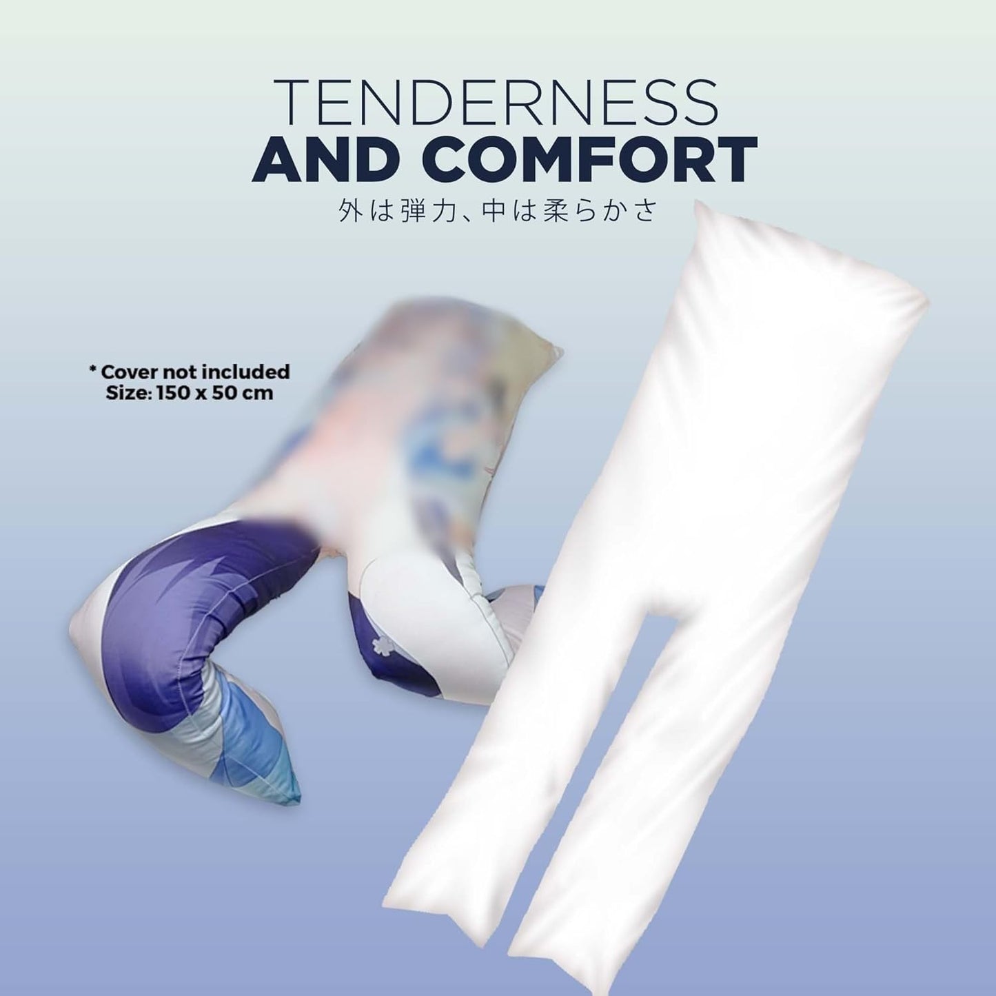 2-Legs Full Body Pillow for Adults, Soft Fluffy Long Bed Pillow for Sleeping & Hugging, Anime Japanese Style Hug Pillow, Plush Comfortable Polyester Filled, 59 x 20 Inch (150 x 50cm), White