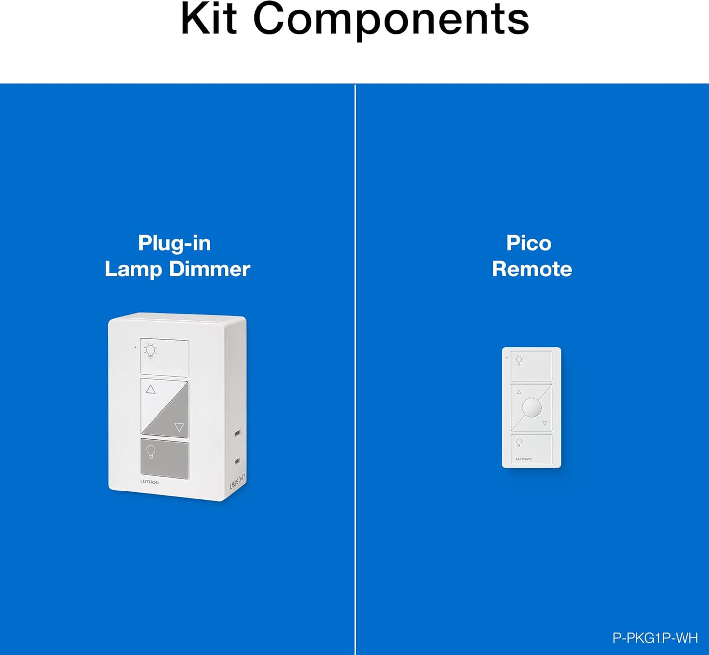 Lutron Caseta Plug-In Smart Lamp Dimmer Switch Kit with Pico Remote (Lutron Hub Required), Smart Light Switch Dimmer for Floor & Table Lamps, LED Lights, P-PKG1P-WH, White