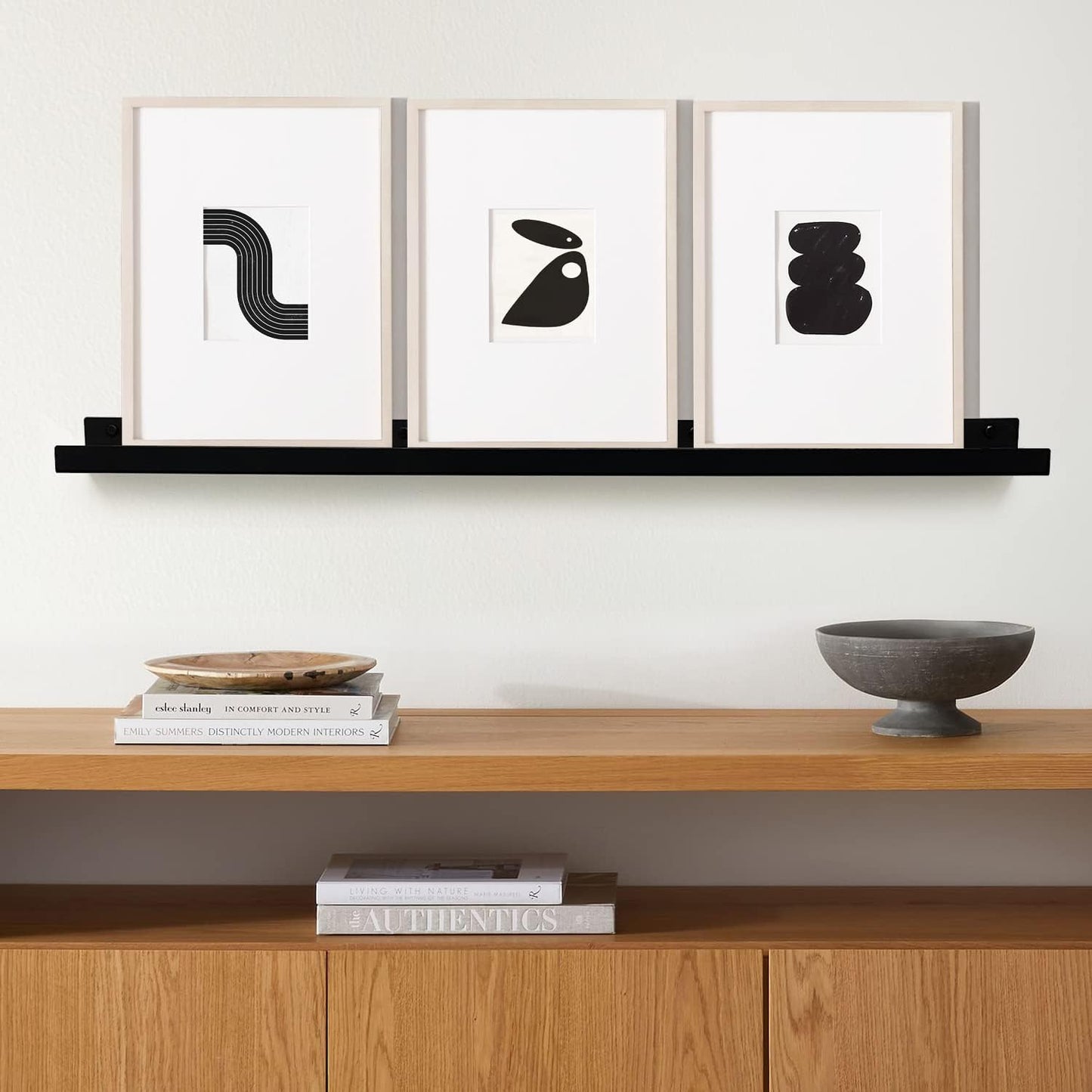 Mitus Floating Display Shelf - Wall Mounted - Modern Industrial Metal Channel Ledge Black, 24 inch