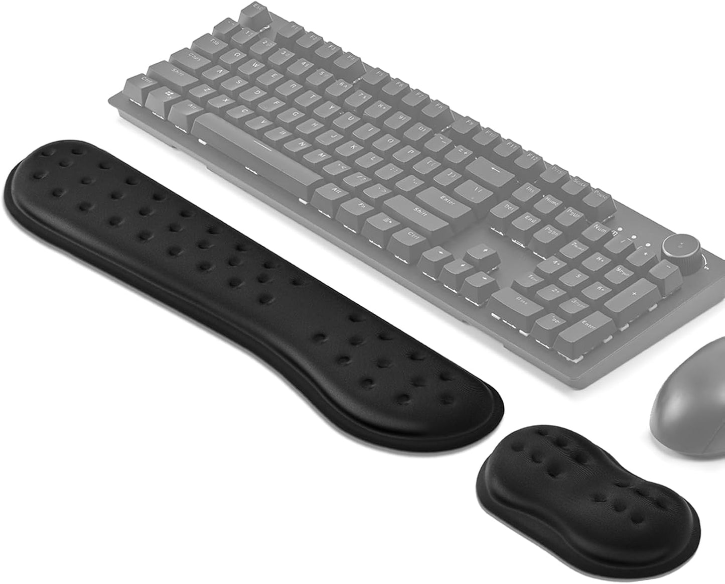 VANKEY Wrist Rest for Keyboard and Mouse, Ergonomic Computer Wrist Support Pad, Soft Memory Foam Palm Rest for Work, Gaming, Anti-Slip Gel Base, Easy Typing, Wrist Pain Relief, Black