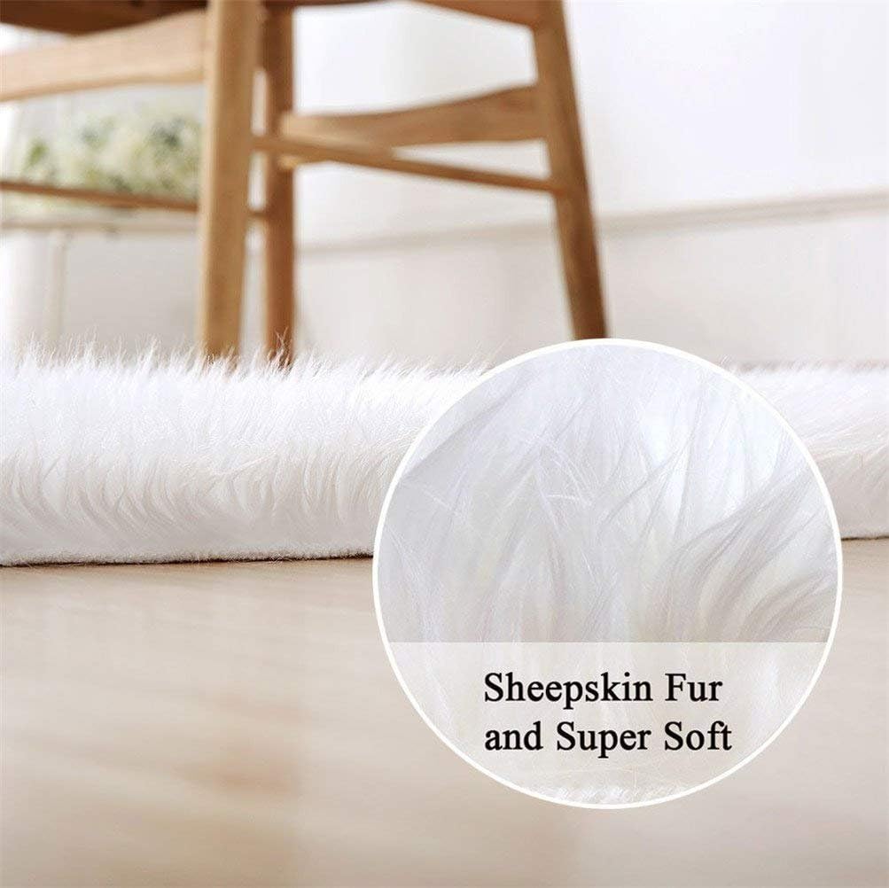 FAMI Soft Faux Sheepskin Fur Chair Couch Cover Area Rug Bedroom Floor Sofa Living Room (White)