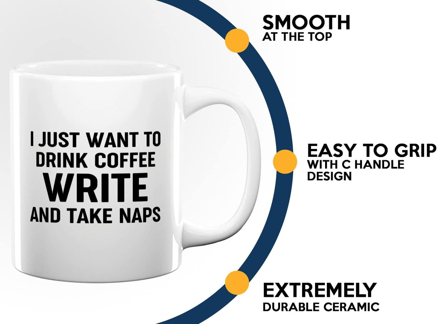 Journalist Coffee Mug 11oz White -Coffee Write Naps - Reading Lover Book Club Gift Author Appreciation Writer Journalism Novelist Scriptwriter