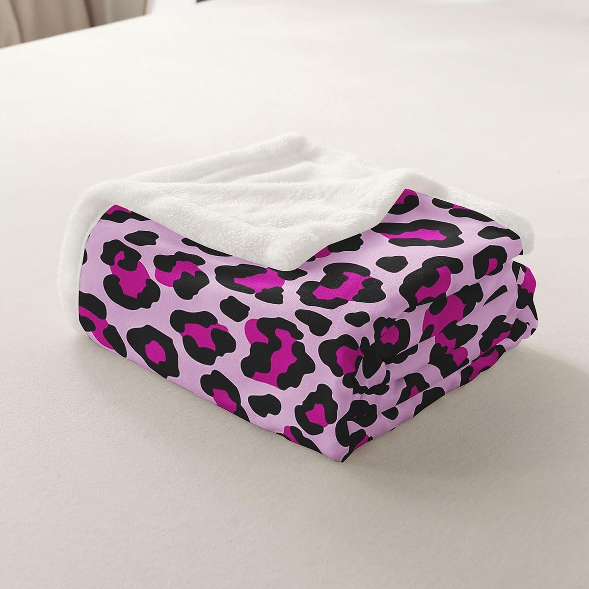 Feelyou Leopard Print Sherpa Throw Blanket for Couch Purple Black Super Soft Cozy Fleece Cheetah Blanket for Winter, Plush Throw Animal Baby 30"x40" Safari All Season