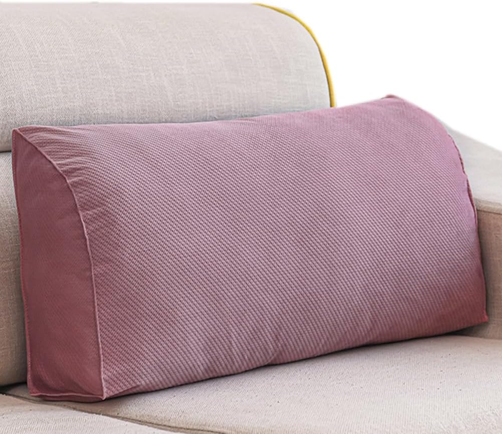 Creative Triangular Sofa Lumbar Pillows Reading Back Rest Waist Cushion Bed Tatami Soft Lumbar Support Cushions (Dark Pink, 70×35×17cm/27.56"×13.8"×6.69")