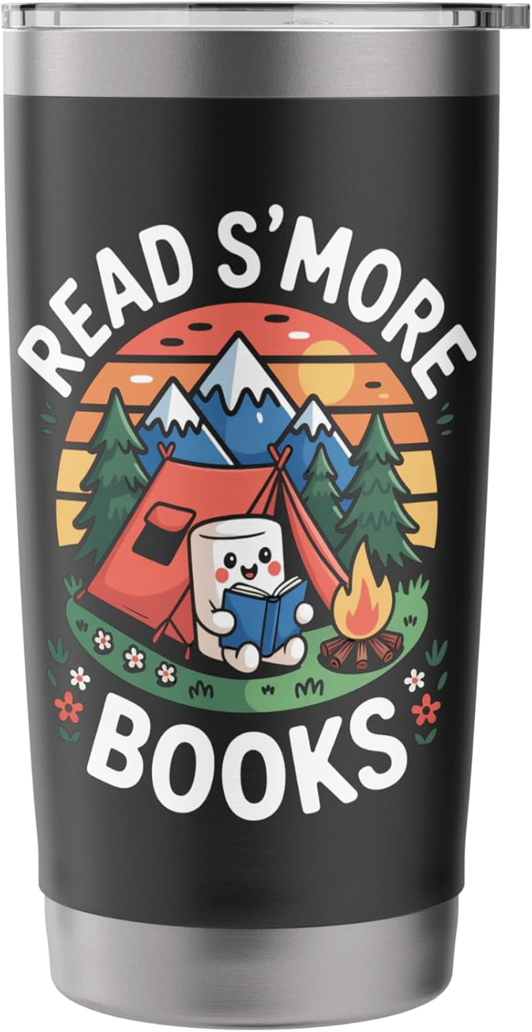 Read S'more Books Marshmallow Camping Book Lover Design Stainless Steel Insulated Tumbler