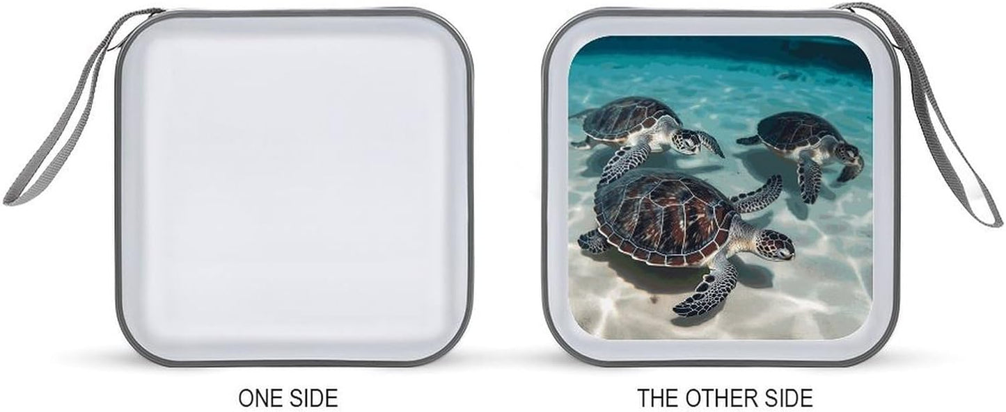 Sea Turtles CD Case 40 Capacity Case Zipper CD Collection Bag with Handles Cover DVD Storage Hard Plastic DVD Disc Cases Storage Binder for Car Home Office Travel