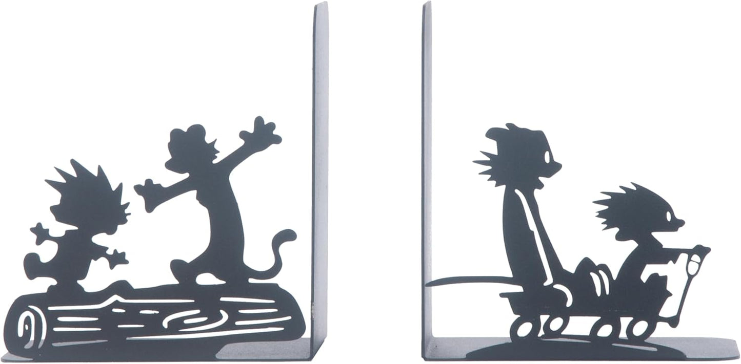 Calvin and Hobbes Bookend, Decorative Metal Book End with Cartoon Characters, Cartoon Book Supports for Kids Room, Super Heroes Book Stands, Gift for Kids, Best Gift