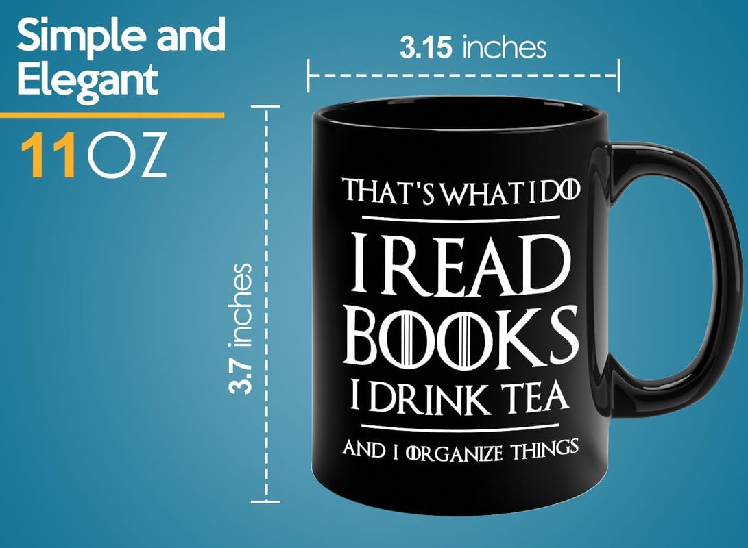 Book Lover Coffee Mug 11oz Black - Tea Organize Things - Book Lover Gifts For Women Book Club Book Lovers Gifts Bookworm Book Reader Gifts