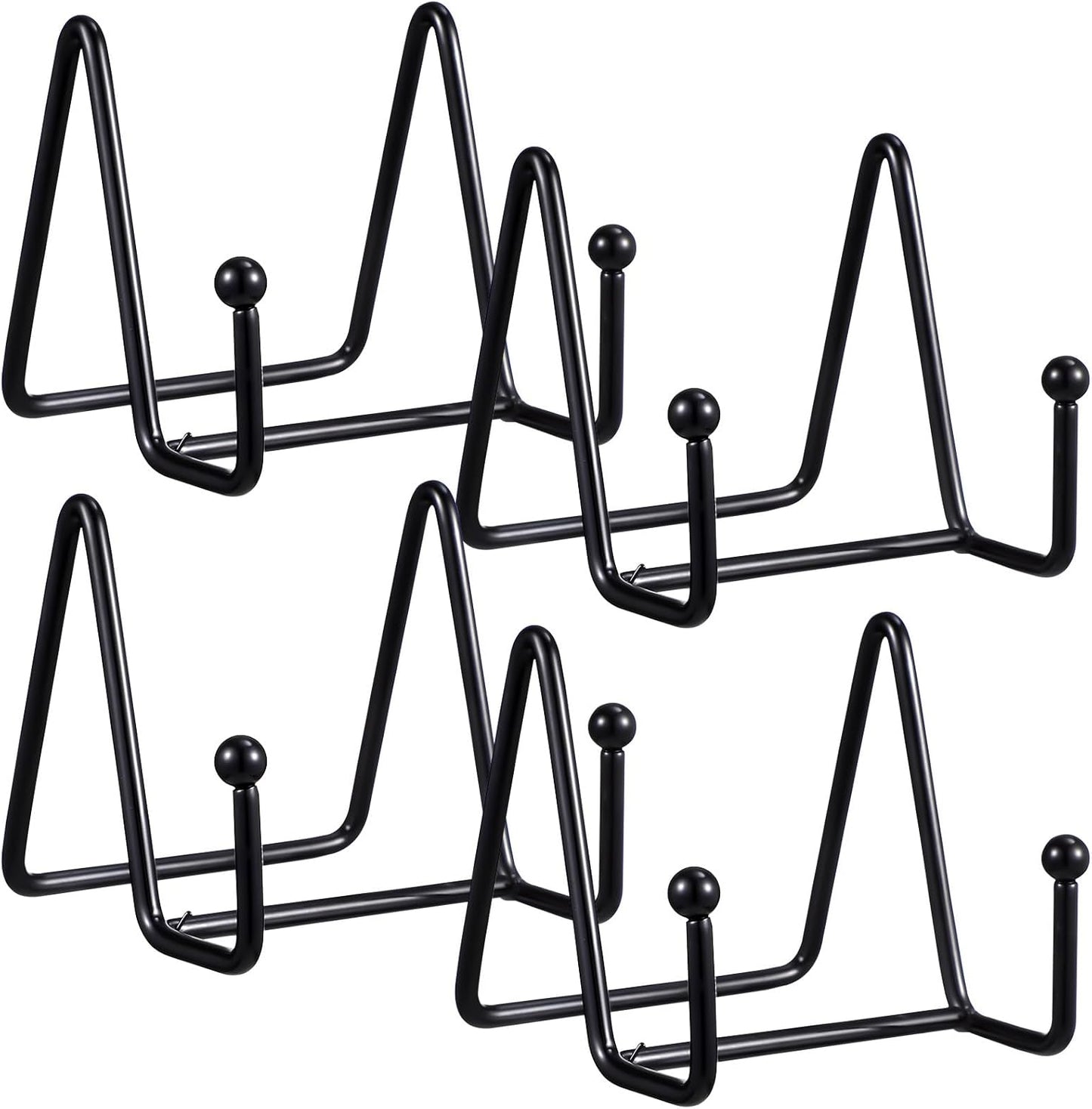 4 Pcs Metal Plate Holder Display Stands Adjustable Angles for Kitchen Dishes Photos Books, Sturdy Metal Display Rack for Home Décor and Tabletop Use