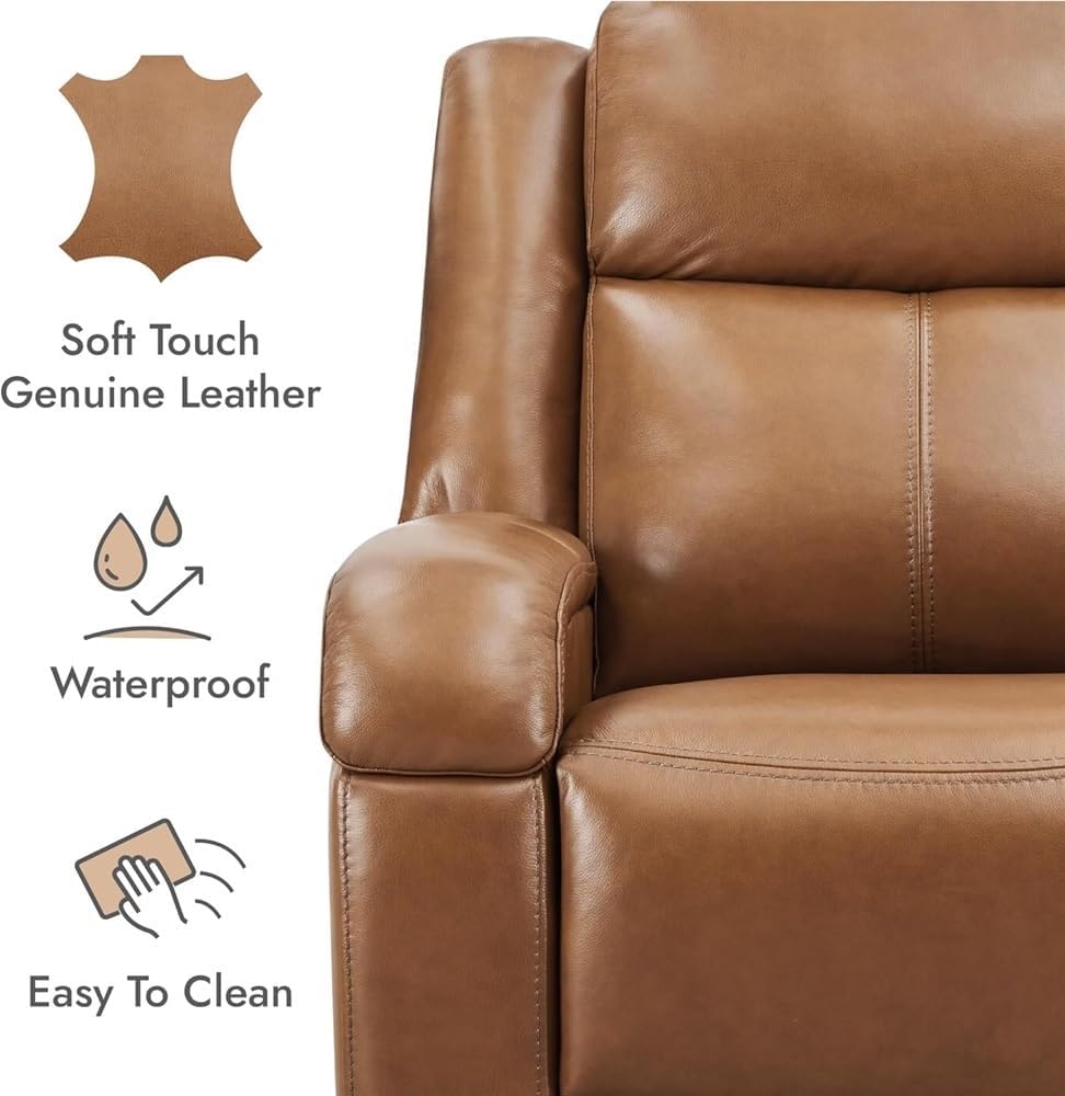 Leather Power Recliner Chair with Power Headrest, Luxury Home Theater Seating for Adults, Electric Reclining Sofa with USB Ports, Living Room Furniture