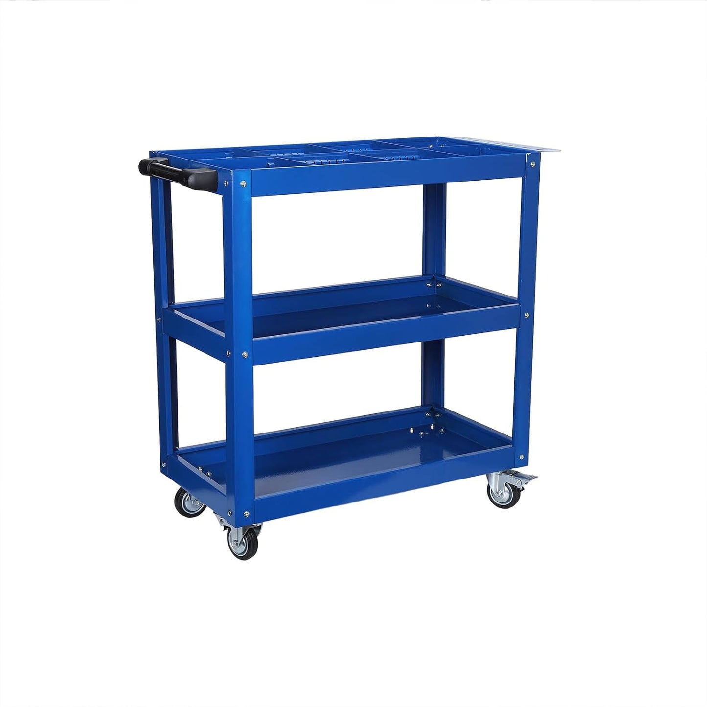 3 Tier Large Capacity Tool Cart, 330 lbs Tool Trolley with Adjustable Dividers, Lockable Wheels & Handle for Garden Warehouse Garage Workshops Blue One Size