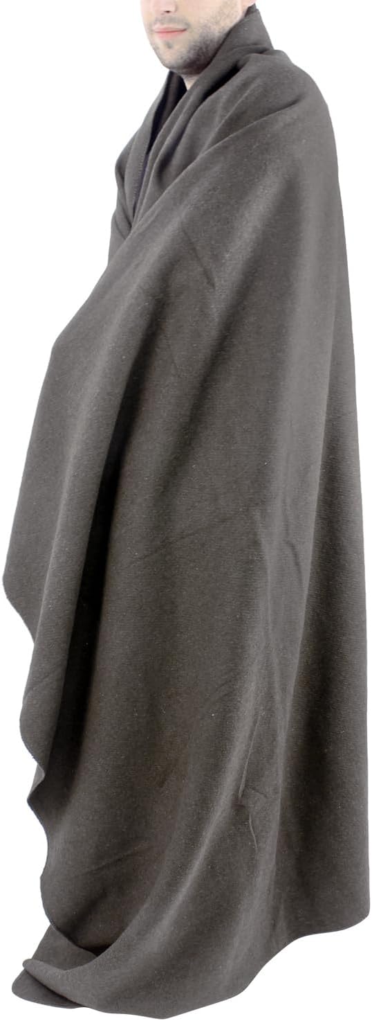 MediTac Grey Warm Wool Fire Retardant Blanket, 62" x 80" (52% Wool) - US Military Style