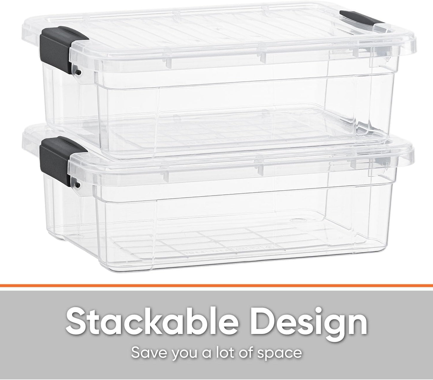 Superio 7.4 Quart Clear Plastic Storage Bin with Lid, Non-Toxic, BPA Free, Odor Free, Organizer Storage Box, Stackable Plastic Tote for Home, Garage, School, and Office