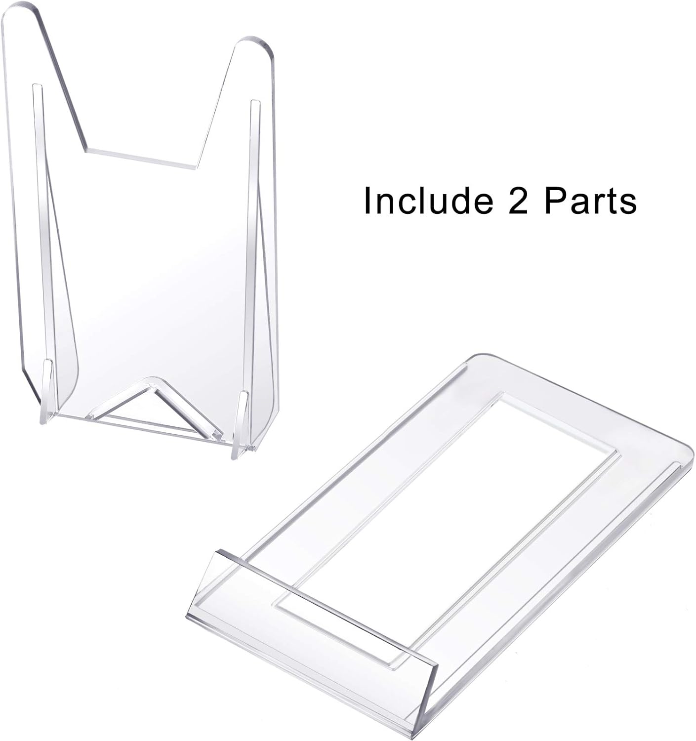 Tuanse 40 Packs Acrylic Plate Stand Clear Display Stand Easel Adjustable Mini Stand Holders for Displaying Plate Picture Book Photo Frame Card Desktop Stand, 4.02" H x 2.36" W