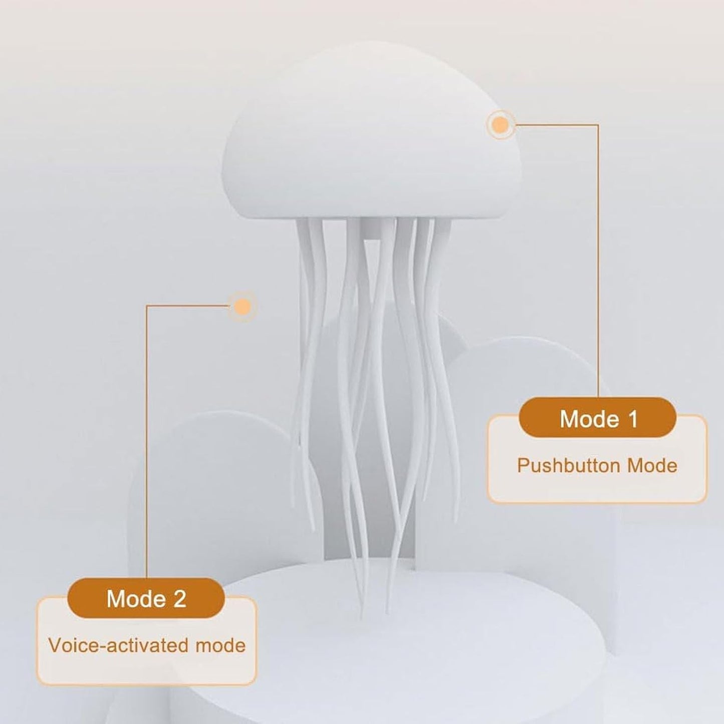 Jellyfish Lamp, Jelly Fish Light Lamps, Voice Control Jellyfish Light with 9 Moving Tentacles, RGB Bedside Lighting Rechargeable Aquarium Cute Night Light