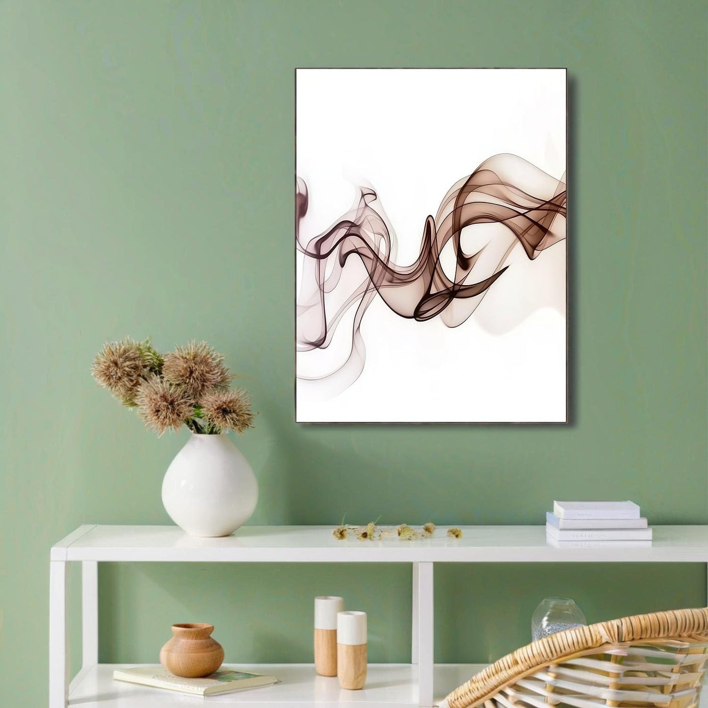 GDJSMIN Abstract Smoke Design Wall Art, Brown Wavy Shapes Poster For Reading Room Living Room Decor 12X 16 Inch Unframed