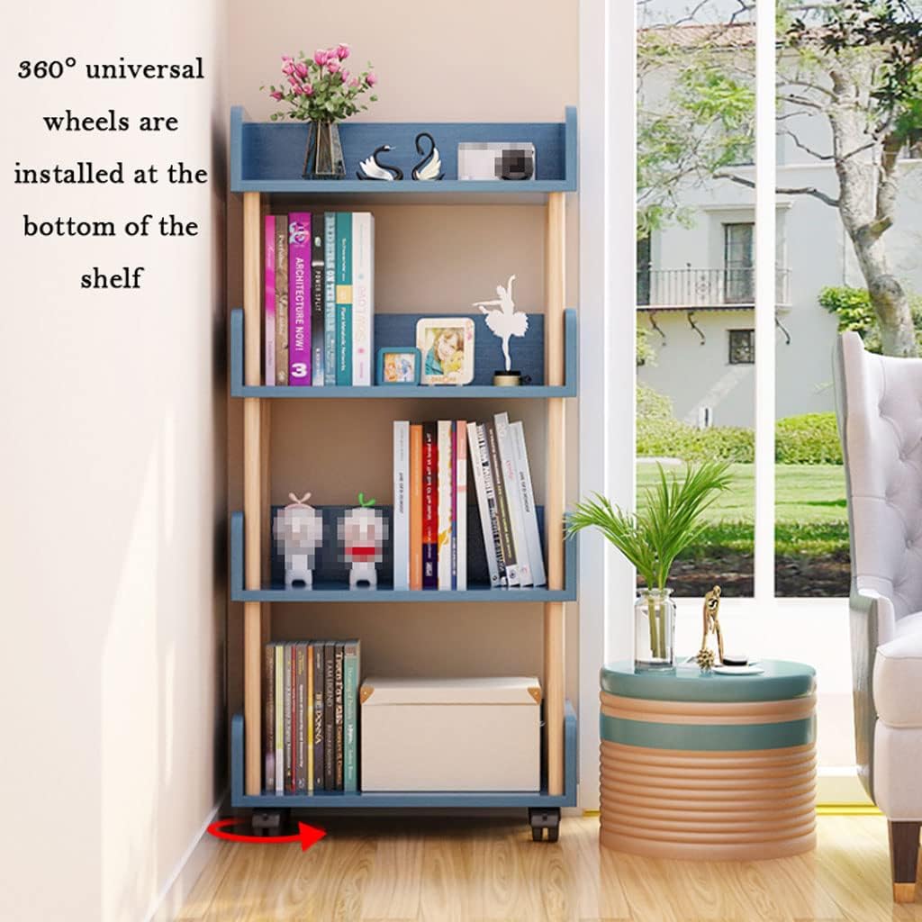 Modern Open Bookshelf with Wheels, Freestanding Multifunctional Wooden Bookcase, Stylish Storage Organizer for Home & Office, Space-Saving Display Shelf