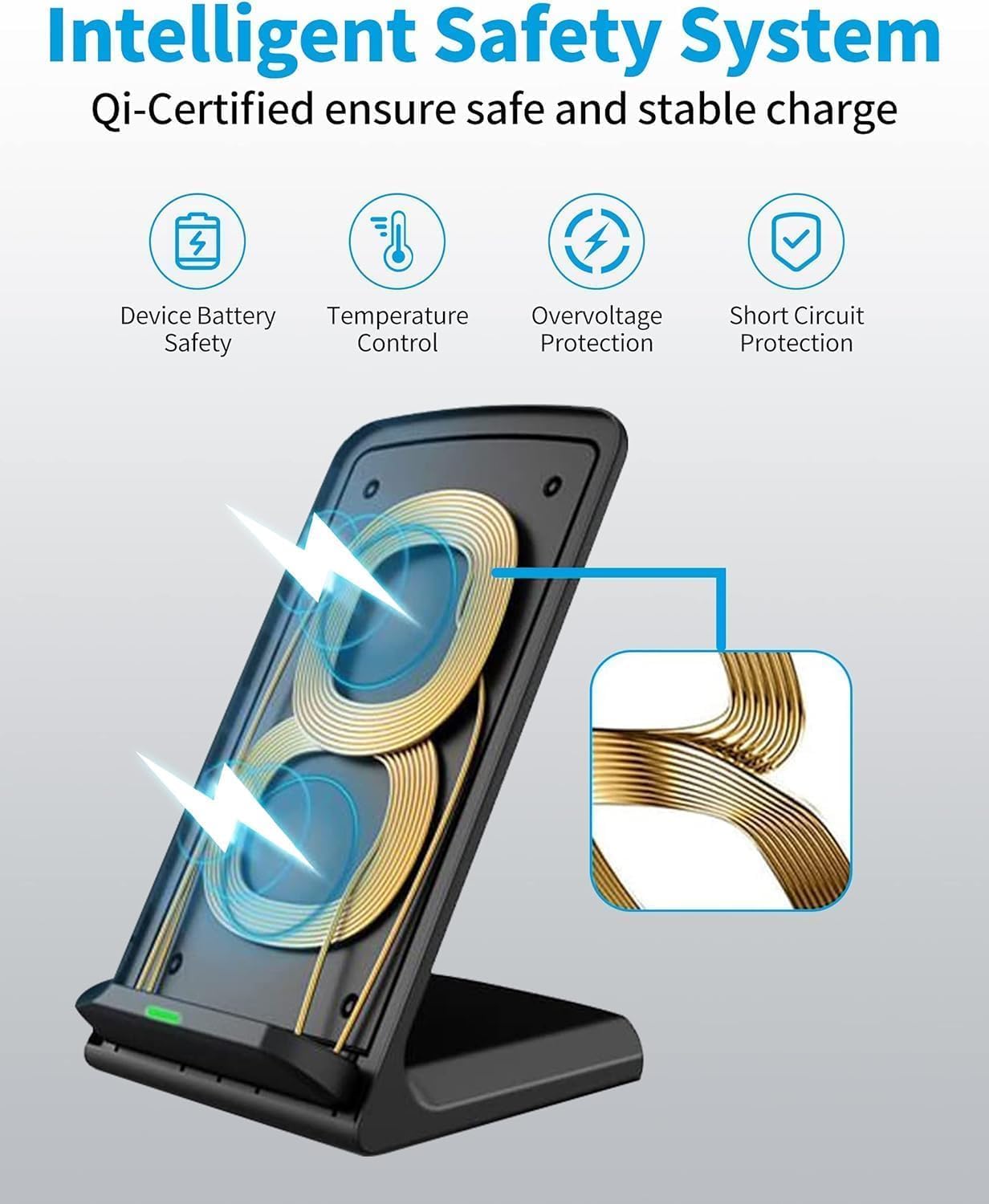 Wireless Charger for Samsung Galaxy S26 | S25 | S24+ | S24 Ultra | S23 | S22 | S21 | S20 FE | S10 | S10e | S9 Plus | S8 | Note 20 | 10 | 9 | 8 | Z Flip Fold 5 4 3 Qi-Certified 10w Fast Charging Stand