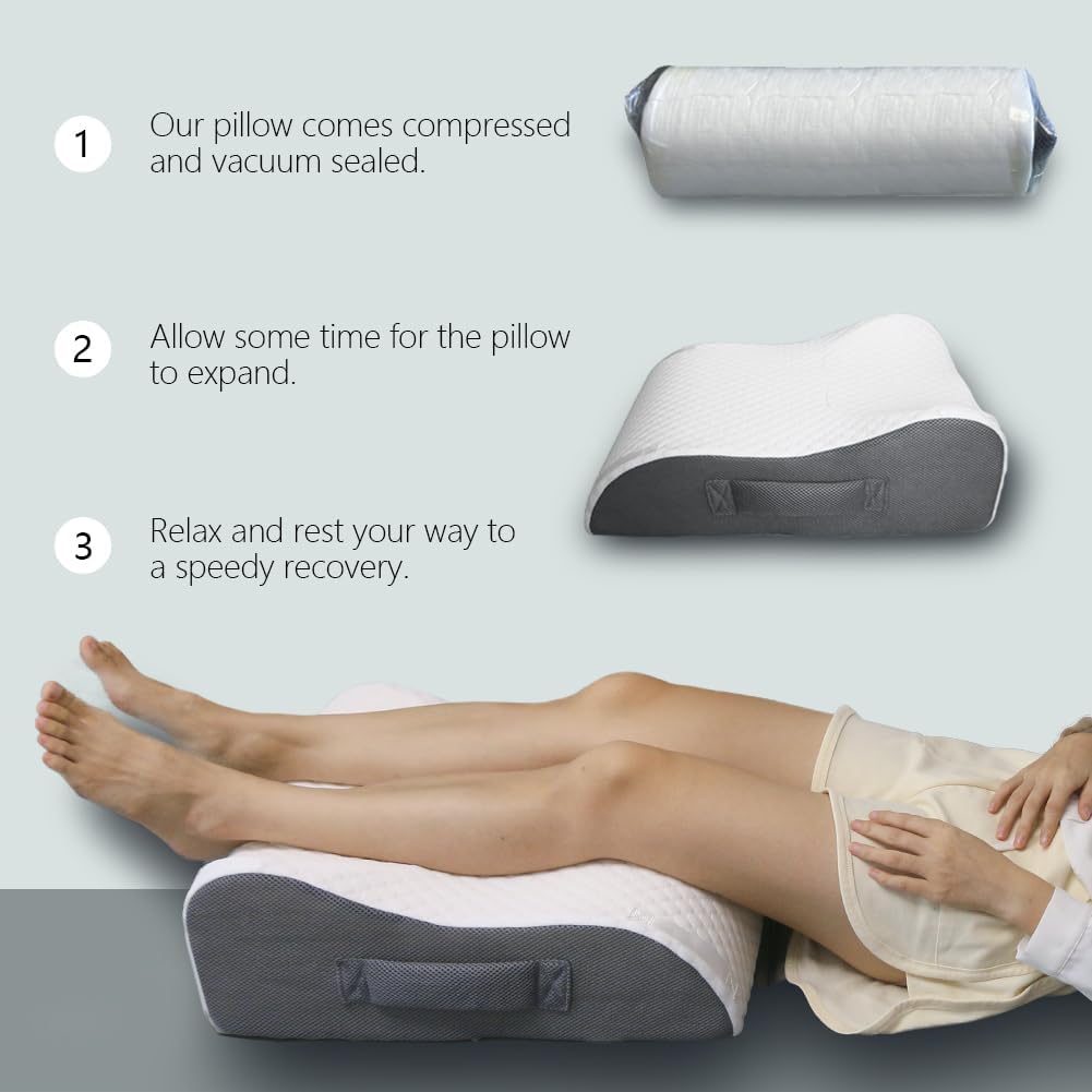 Leg Elevating Pillow Leg Elevation Pillow for Legs/Knee/Ankle Post Surgery Memory Foam Cooling Fabric Eases Legs/Feet/Calves Pressure Speeds Post Surgery Recovery