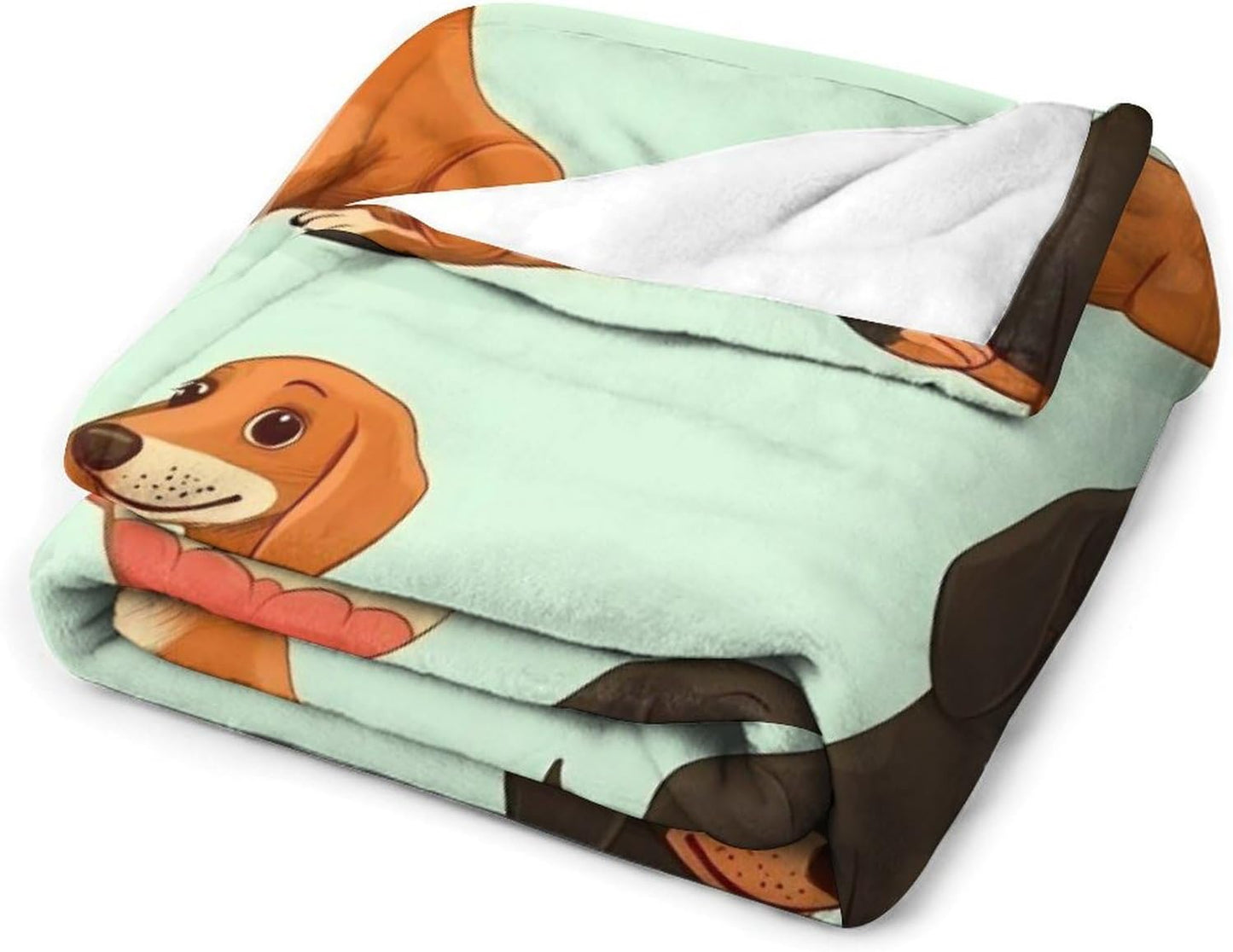 Cute Coffee Dachshund Throw Blanket for Couch Bed Plush Cozy Fuzzy Flannel Blanket for All Season 55"x70"