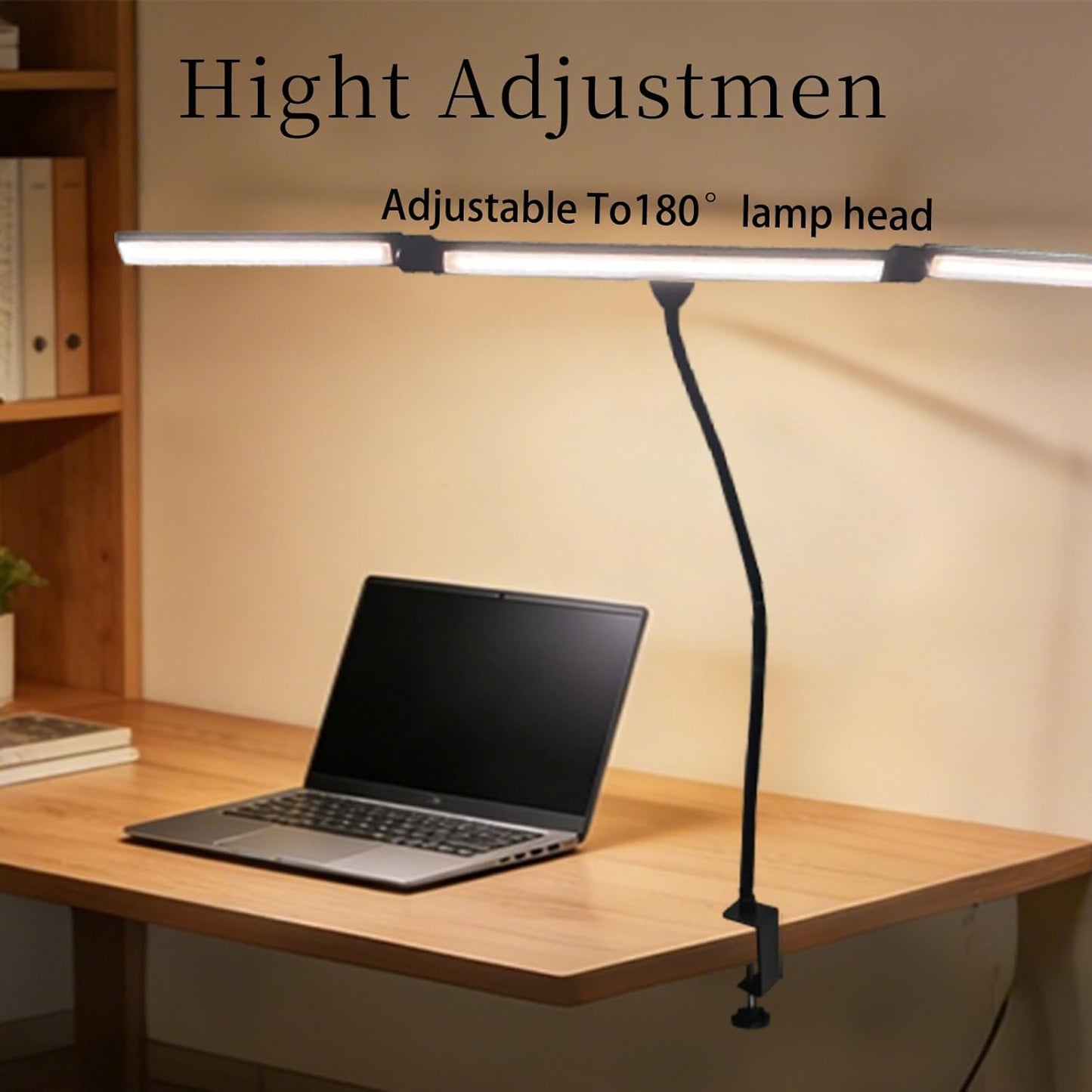 Eye-Caring Stepless Dimming Clip on Desk Lamp, Desk Lamps for Home Office with Adjustable Gooseneck, LED Light for Reading, Study, Art Painting,Live Streaming,Workbench - Black